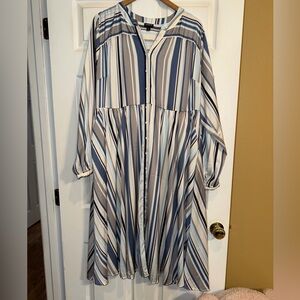 Torrid Blue and White Striped Maxi Shirt Dress. Size 2. GUC